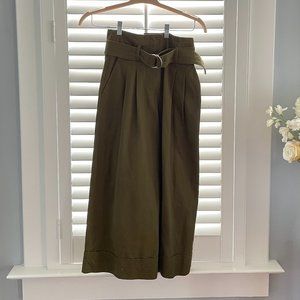 Adam Lippes Green Paper Bag Pants Culottes